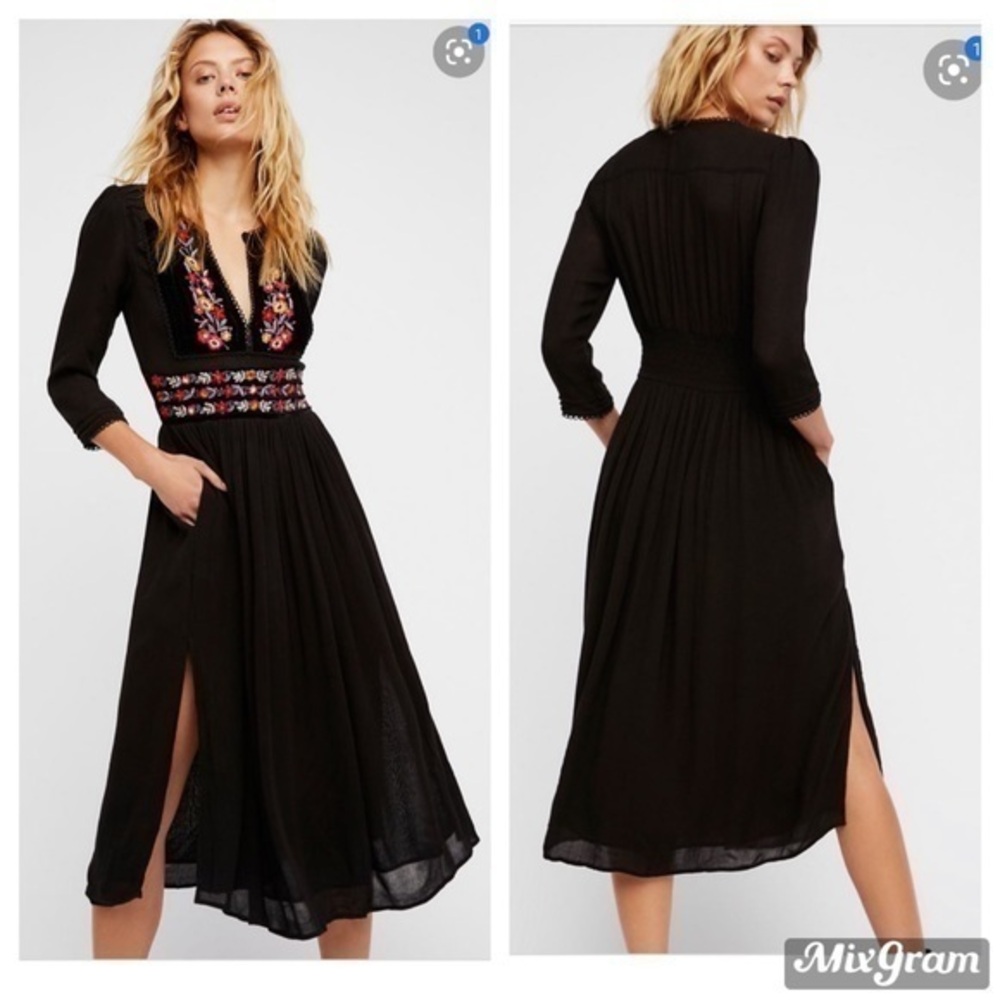 NEW Free People floral embroidered velvet dress. Size XS